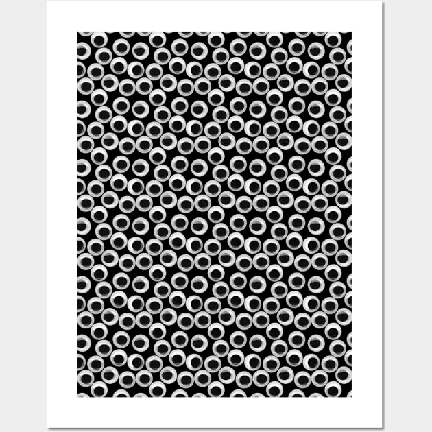 Googly Eye Pattern - black Wall Art by crumpetsandcrabsticks